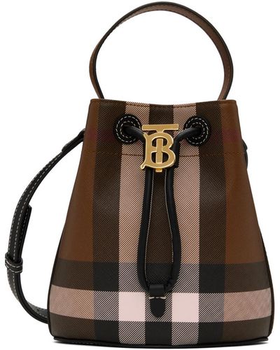 Burberry Mini sac seau brun à monogramme tb - Marron