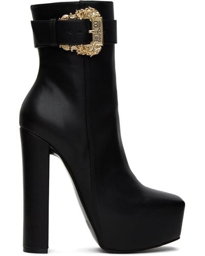 Versace Jeans Couture Hurley Black Platform Heeled Ankle Boots