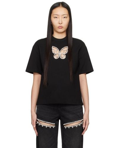 Area Ssense限定 Crystal Butterfly Tシャツ - ブラック