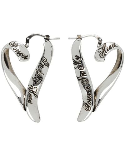 Acne Studios Silver Heart Hoop Earrings - Black