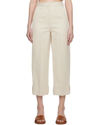 RECTO. Off- Roll Up Trousers - Natural