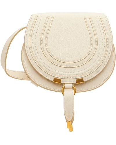 Chloé Off-white Small Marcie Saddle Bag - Natural