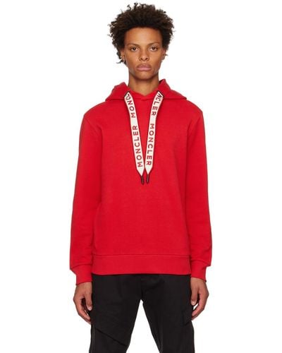 Moncler Red Embroidered Drawstring Hoodie