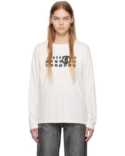 MM6 by Maison Martin Margiela Off-white Printed Long Sleeve T-shirt