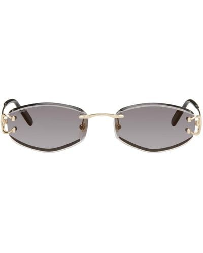 Cartier Gold Signature C Geometrical Metal Sunglasses - Black