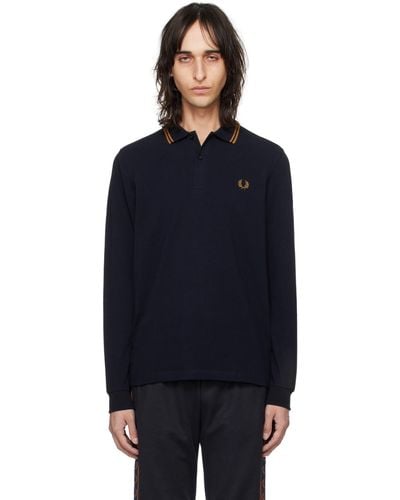 Fred Perry F Perry ネイビー The F Perry 長袖ポロシャツ - ブルー