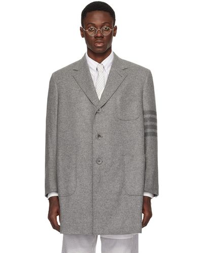 Thom Browne Thom e manteau gris à quatre rayures
