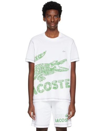Lacoste T-shirt blanc à image à logo imprimée - Multicolore