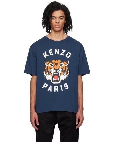 KENZO ネイビー Paris Lucky Tiger Tシャツ - ブルー