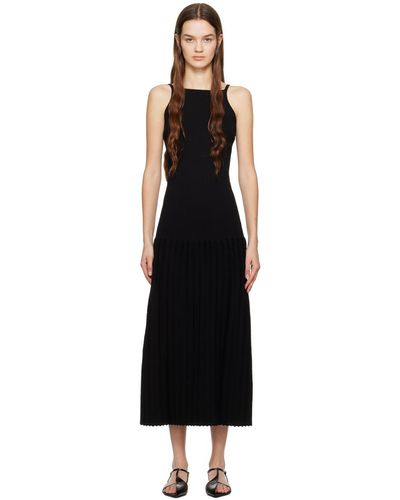 Wynn Hamlyn Accordion Slip Maxi Dress - Black