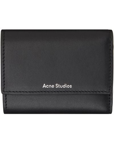 Acne Studios レザー 三つ折り財布 - ブラック