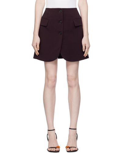 Lanvin Mini-jupe bourgogne à taille haute - Noir