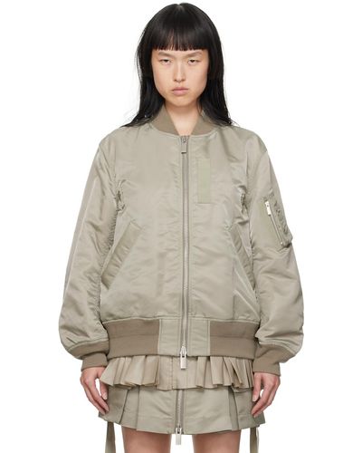 Sacai Blouson aviateur kaki à empiècement à plis - Multicolore