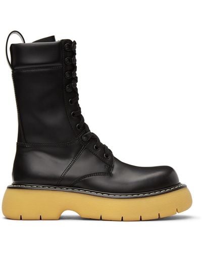 Bottega Veneta 'the Bounce' Tread Sole Leather Combat Boots - Black
