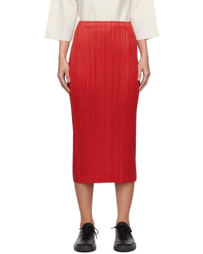 Pleats Please Issey Miyake Jupe midi thicker bottoms 1 rouge