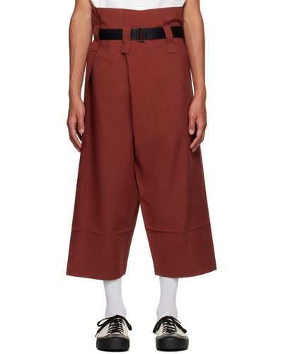 132 5. Issey Miyake Burgundy Fold Hourglass Pants - Red