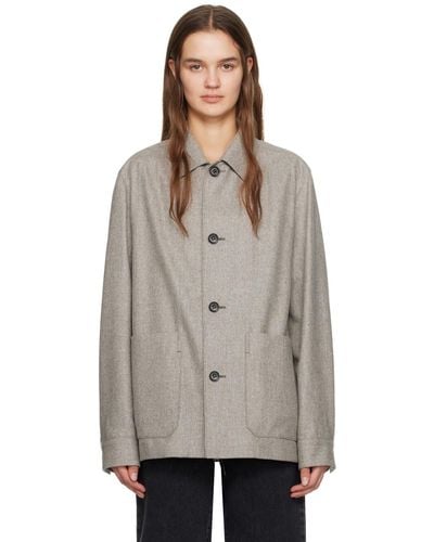 Zegna Grey Oversized Jacket - Multicolour