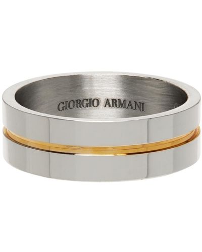 Giorgio Armani シルバー バイカラー リング - メタリック