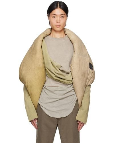 Rick Owens Moncler + Taupe & Green Down Vest - Natural