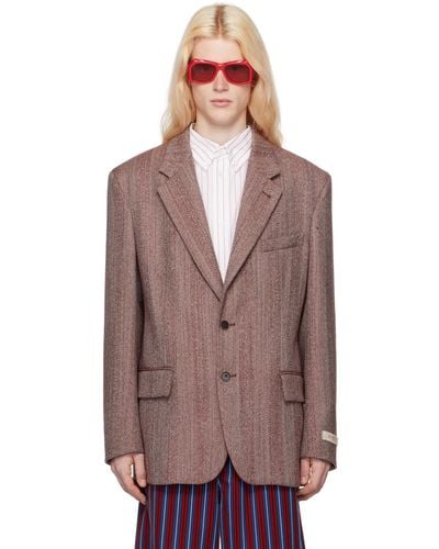 Marni Burgundy Herringbone Blazer - Multicolor