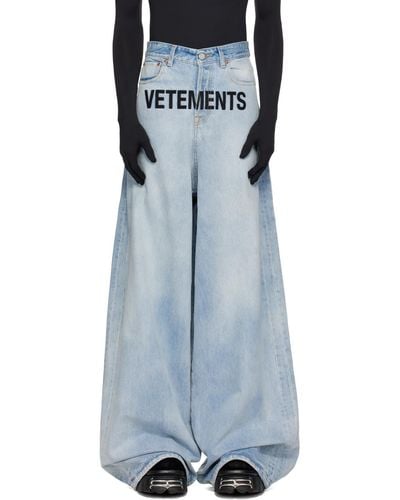Vetements Blue Embroidered baggy Jeans - Black