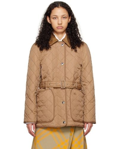 Burberry Beige Diamond Quilted Jacket - Brown
