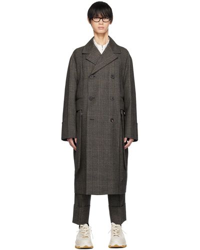 WOOYOUNGMI Grey Double-breasted Coat - Black