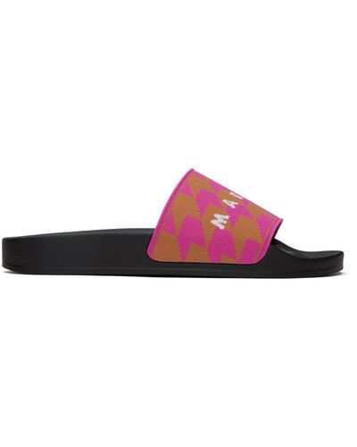 Marni Pink Logo Sandals - Black