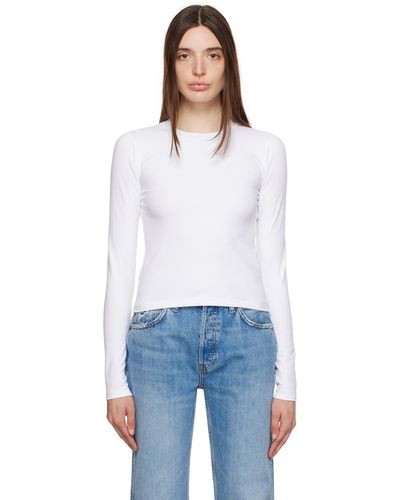 RE/DONE Micro t-shirt à manches longues blanc édition hanes