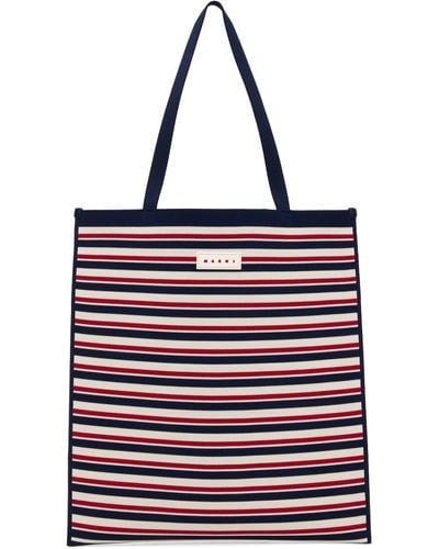 Marni Navy & Red Striped Tote