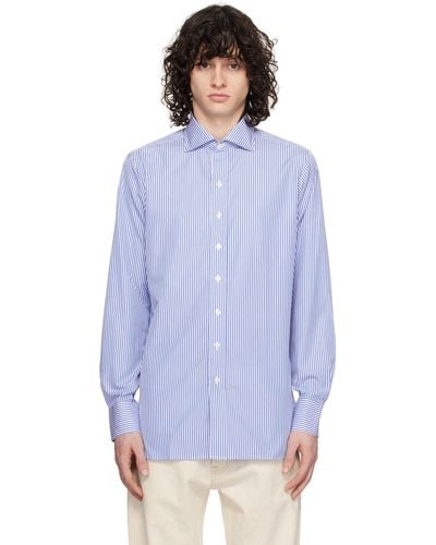 Drake's Bengal Stripe Shirt - Blue