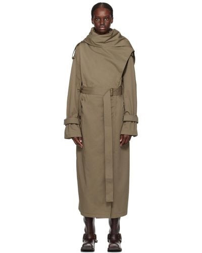 Acne Studios Beige Scarf Collar Trench Coat - Black