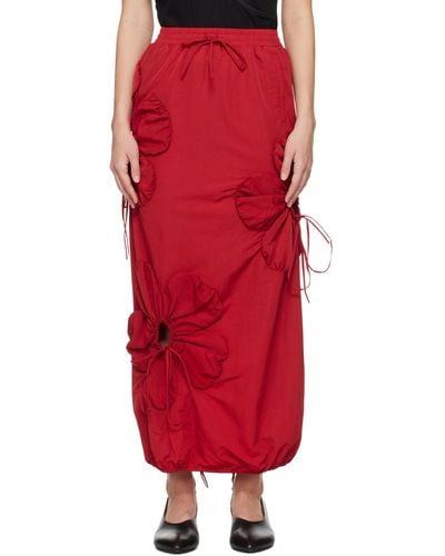 JKim Flower Maxi Skirt - Red