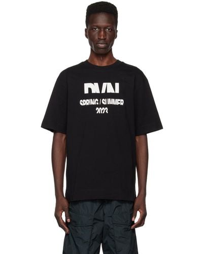 Dries Van Noten T-shirt noir à logo et texte imprimés