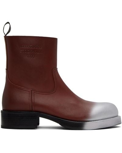 Acne Studios Burgundy Sprayed Leather Chelsea Boots - Brown