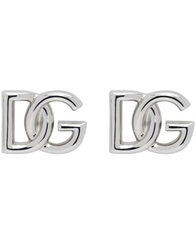 Dolce & Gabbana Boutons de manchette argentés à logo dg - Noir