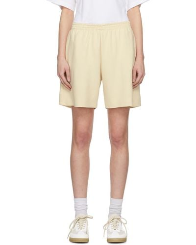 MM6 by Maison Martin Margiela Yellow Embroidered Shorts - Natural