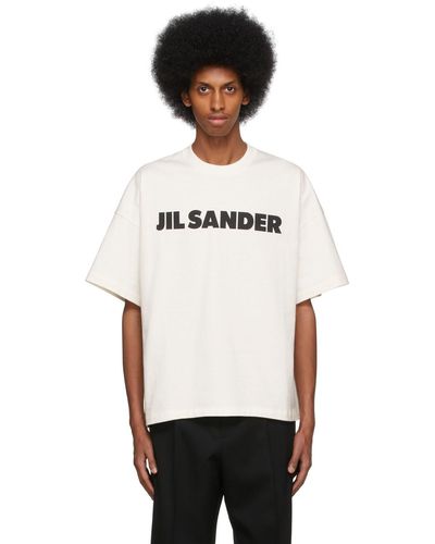 Jil Sander オフホワイト ロゴ T シャツ