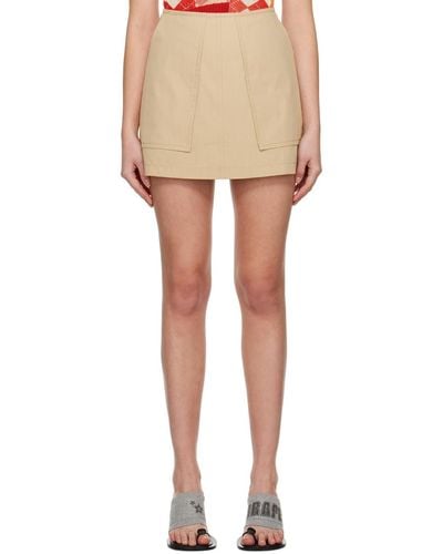 Pushbutton A-line Miniskirt - Natural