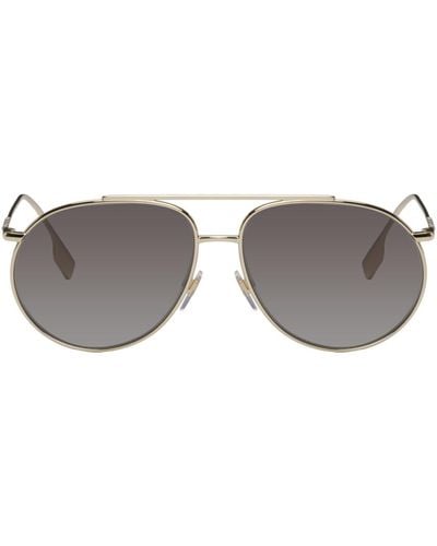 Burberry Oversize Icon Stripe Pilot Sunglasses - Black