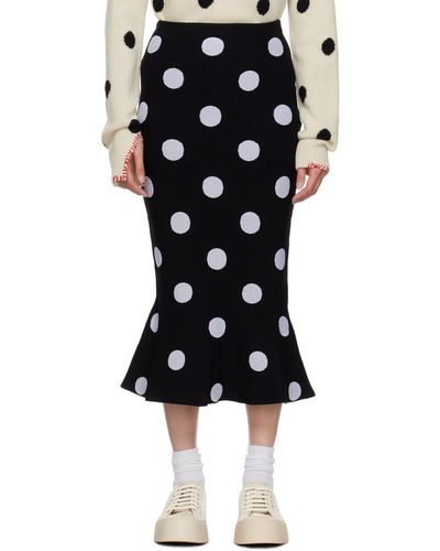 Marni Black Polka Dot Midi Skirt