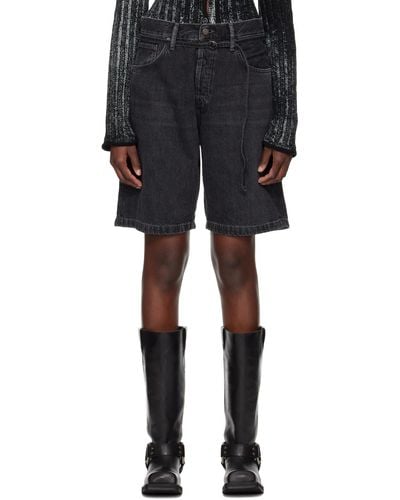 Acne Studios Black Cinch Denim Shorts