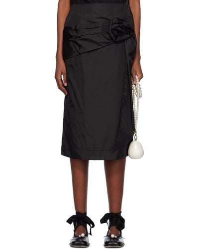 Simone Rocha Pressed Rose Midi Skirt - Black