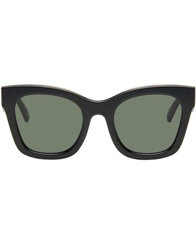 Le Specs Lunettes de soleil showstopper noires - Vert