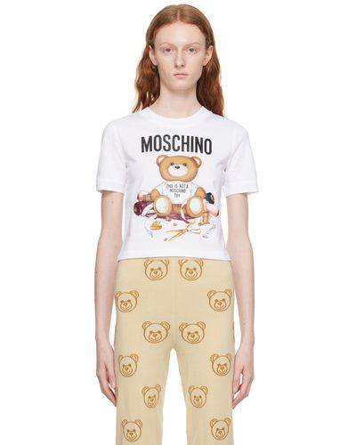 Moschino White Teddy Bear T-shirt - Natural