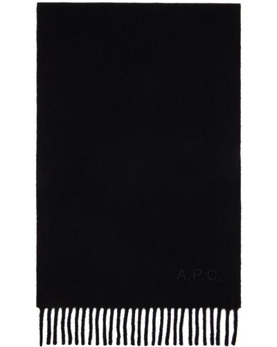 A.P.C. Écharpe ambroise noire à logo brodé