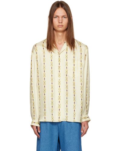 Gucci Hawaii Monogram-print Relaxed-fit Silk Bowling Shirt - Natural
