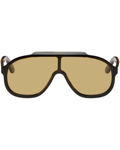 Gucci Tortoiseshell Rectangular Sunglasses - Black