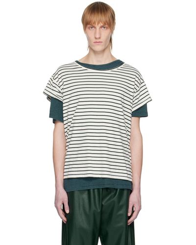 MM6 by Maison Martin Margiela Green & Off-white Two Piece T-shirt - Black