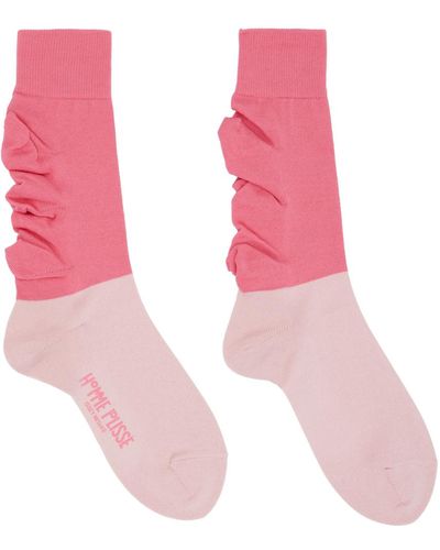 Homme Plissé Issey Miyake Homme Plissé Issey Miyake Pink Flower Socks